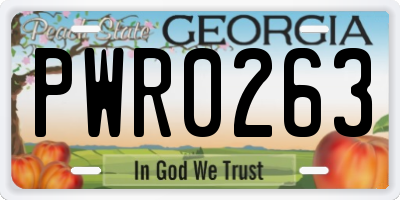 GA license plate PWR0263