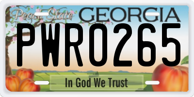 GA license plate PWR0265