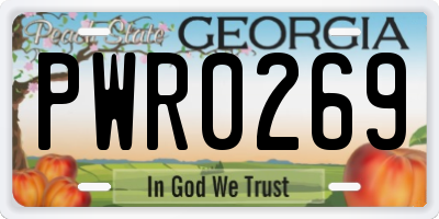 GA license plate PWR0269