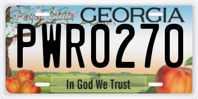 GA license plate PWR0270