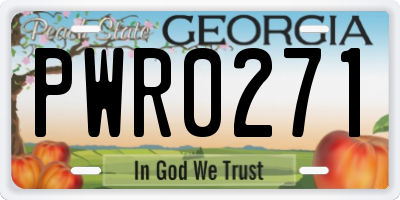 GA license plate PWR0271