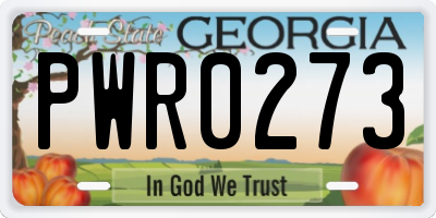 GA license plate PWR0273