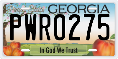 GA license plate PWR0275