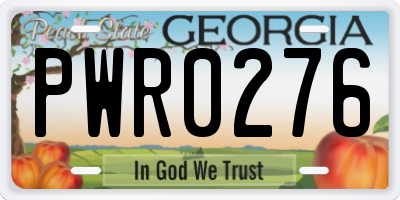 GA license plate PWR0276