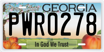 GA license plate PWR0278