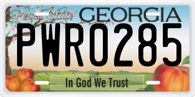GA license plate PWR0285