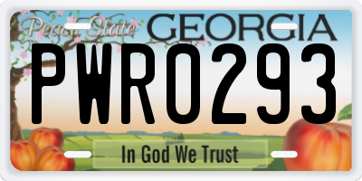 GA license plate PWR0293