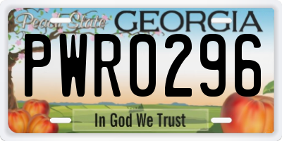 GA license plate PWR0296