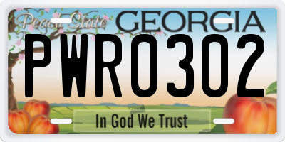 GA license plate PWR0302