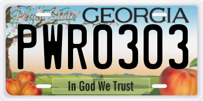 GA license plate PWR0303