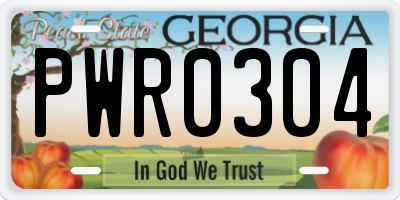 GA license plate PWR0304