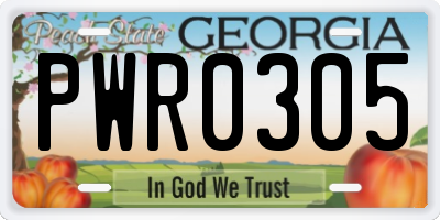 GA license plate PWR0305