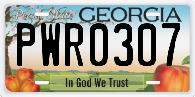 GA license plate PWR0307