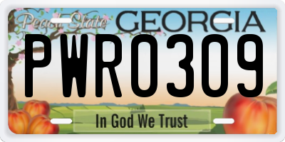 GA license plate PWR0309