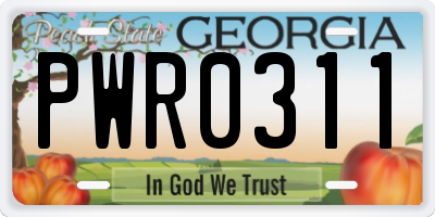 GA license plate PWR0311