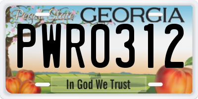 GA license plate PWR0312