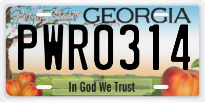 GA license plate PWR0314