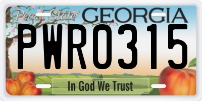 GA license plate PWR0315