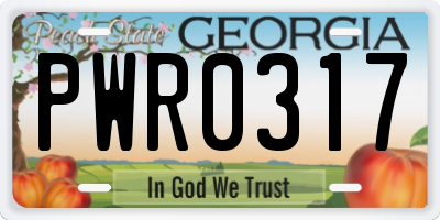 GA license plate PWR0317