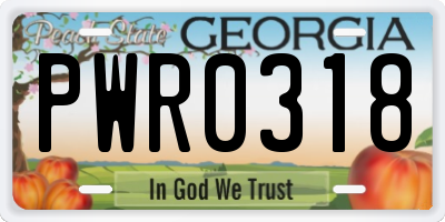 GA license plate PWR0318