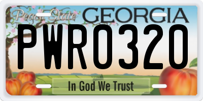GA license plate PWR0320
