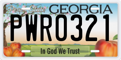 GA license plate PWR0321