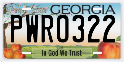 GA license plate PWR0322