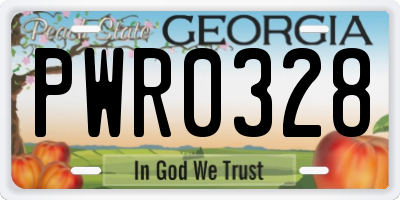 GA license plate PWR0328