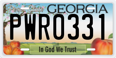 GA license plate PWR0331