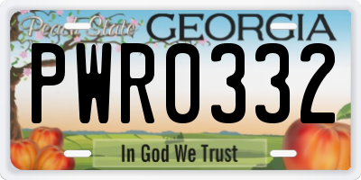 GA license plate PWR0332