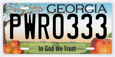 GA license plate PWR0333