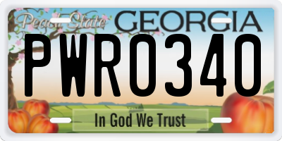 GA license plate PWR0340