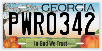 GA license plate PWR0342