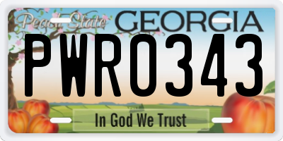 GA license plate PWR0343