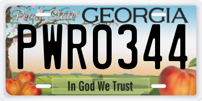 GA license plate PWR0344
