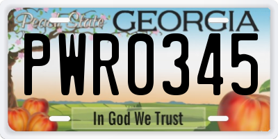 GA license plate PWR0345