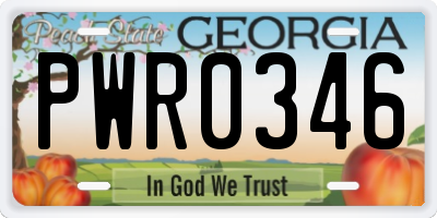 GA license plate PWR0346