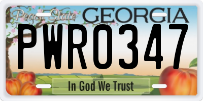 GA license plate PWR0347