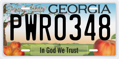 GA license plate PWR0348