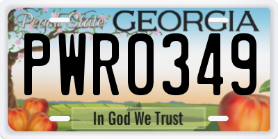 GA license plate PWR0349