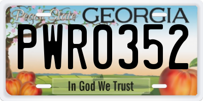 GA license plate PWR0352
