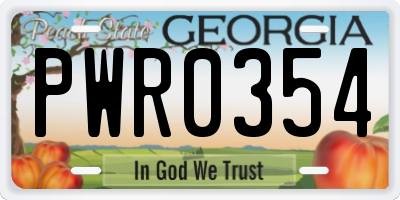 GA license plate PWR0354