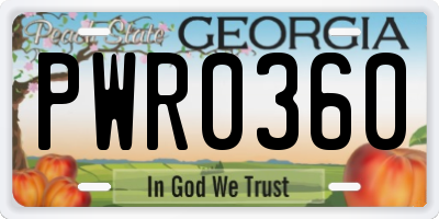 GA license plate PWR0360
