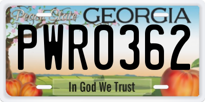 GA license plate PWR0362
