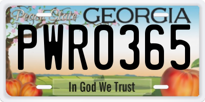 GA license plate PWR0365