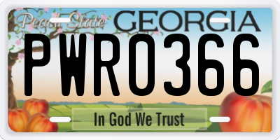 GA license plate PWR0366