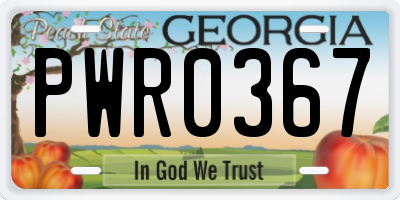 GA license plate PWR0367
