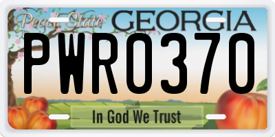 GA license plate PWR0370