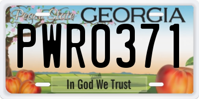 GA license plate PWR0371