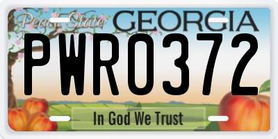 GA license plate PWR0372
